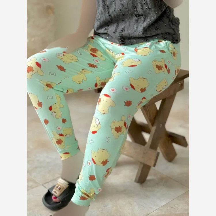 شلوار راحتی زنانه فانتزی طرح عروسکی قواره بزرگ جیب دار جنس پنبه گیاهی نانو فری سایز