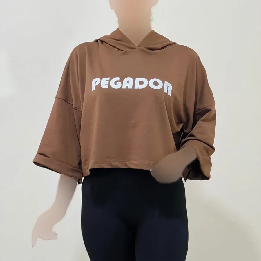 تیشرت کراپ باکسی کلاه دار چاپدار جنس گلکسی قد 50 سانت