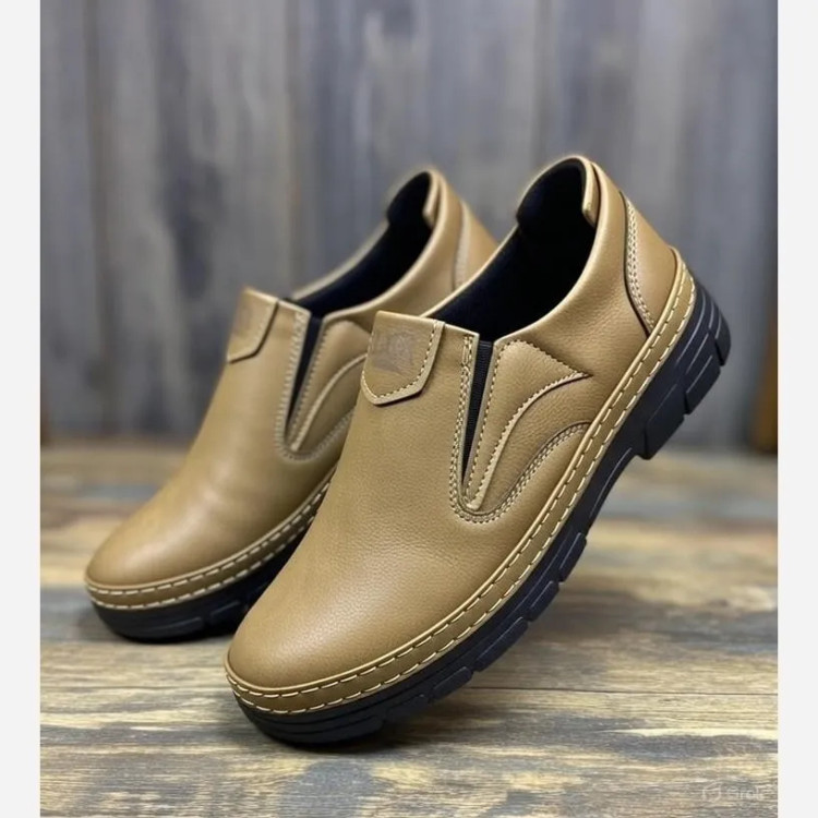 کفش طبی مردانه مدل CAT چرم دوردوخت با زیره پلیمری بادوام و سبک