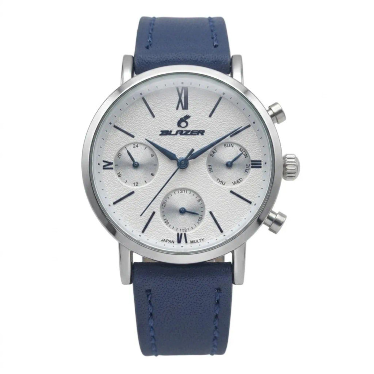 ساعت مچی زنانه بلیزر مدل 3186 صفحه سفید بند چرمی چهار موتوره فول تایم