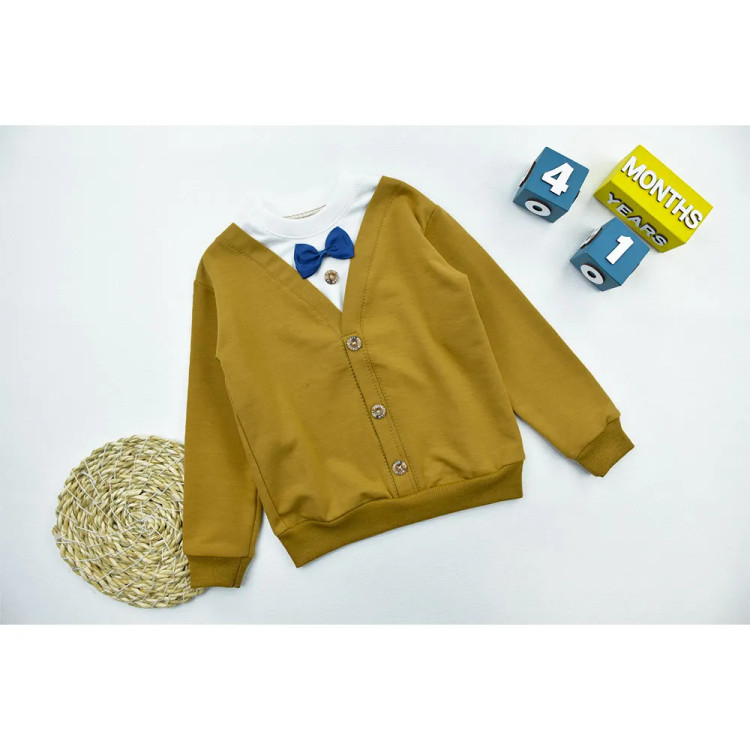بلوز پسرانه یقه گرد طرح پاپیونی جنس پنبه و اسپان