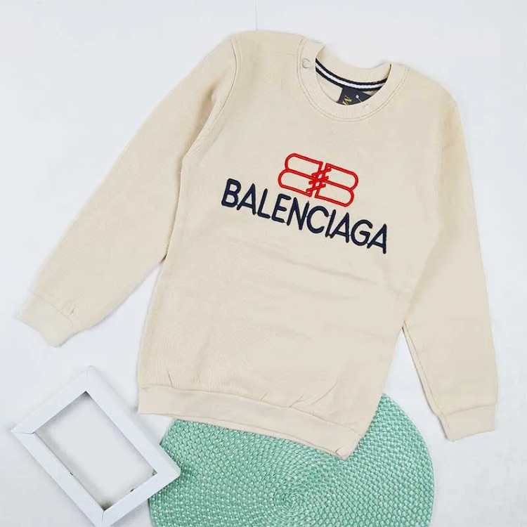بلوز پسرانه یقه گرد طرح BALENCIAGA پارچه پنبه کبریتی
