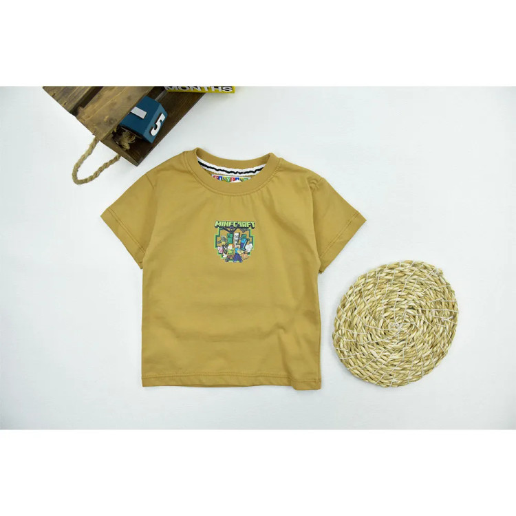تیشرت پسرانه طرح ماینکرافت یقه گرد پنبهای