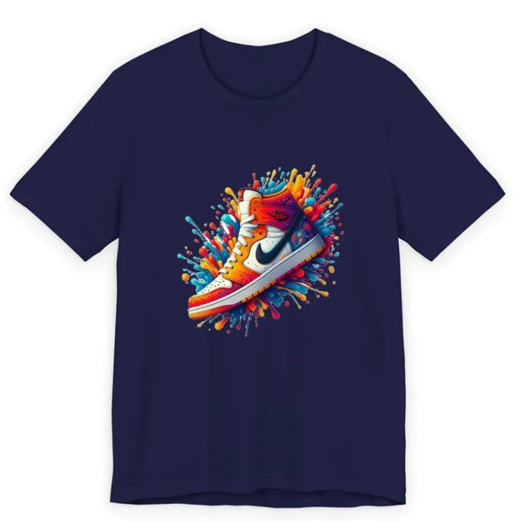 تیشرت آستین کوتاه یقه گرد مردانه پاد آفرین مدل کفش نقاشی کد 130