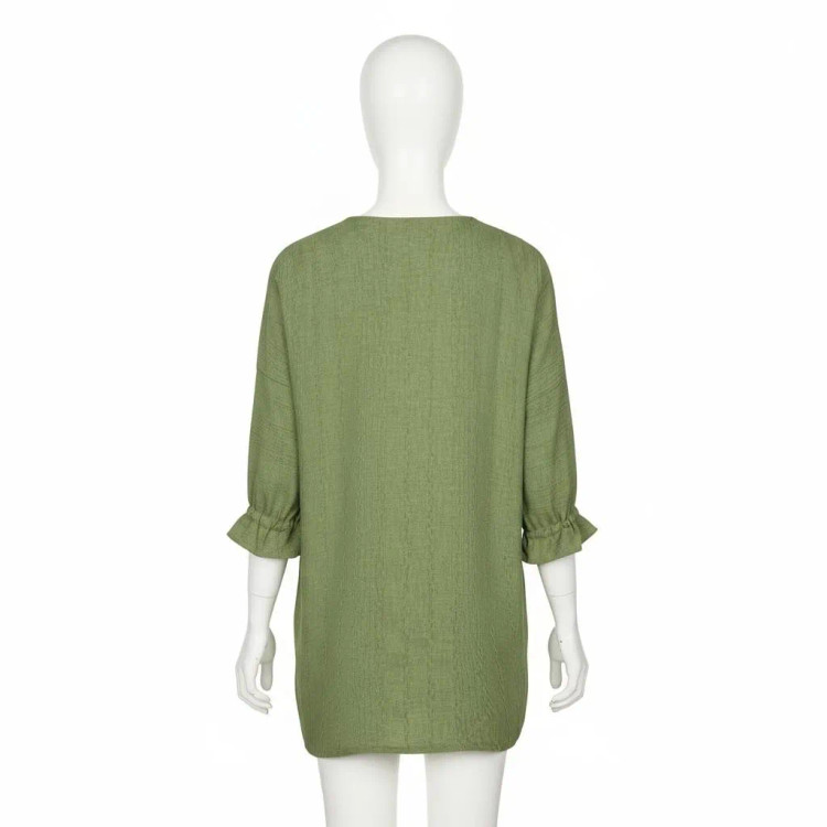 شومیز بافت کوک دوزی شده زنانه طرح ساده رنگ سبز سدری جنس مراکشی سایز لارج و ایکس لارج