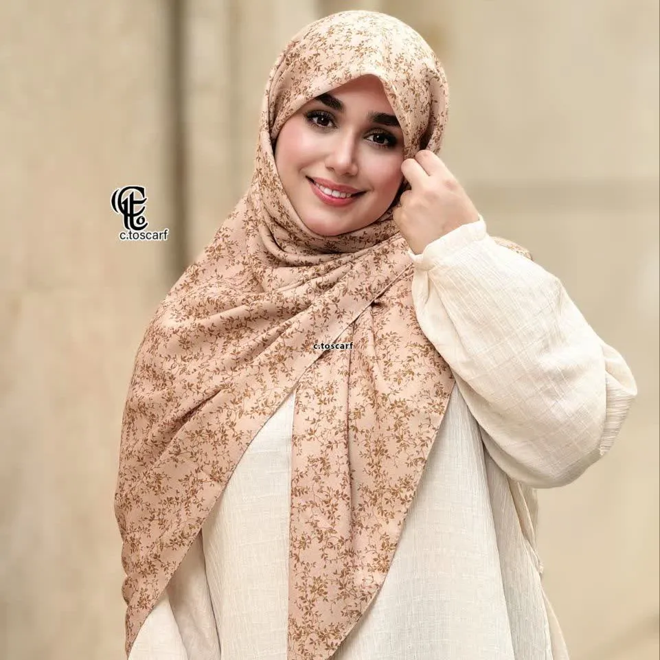 روسری نخی کاستوم طرح سوگند سبز سایز 140 چرخ دوز بدون پرزدهی