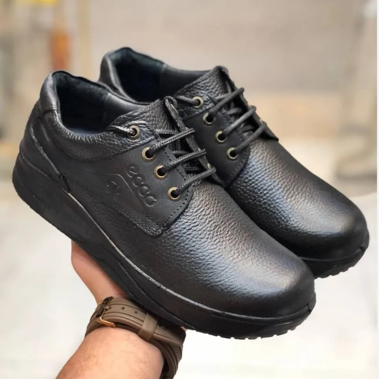 کفش چرم طبیعی مردانه طرح کلارک مشکی طبی با زیره پیو