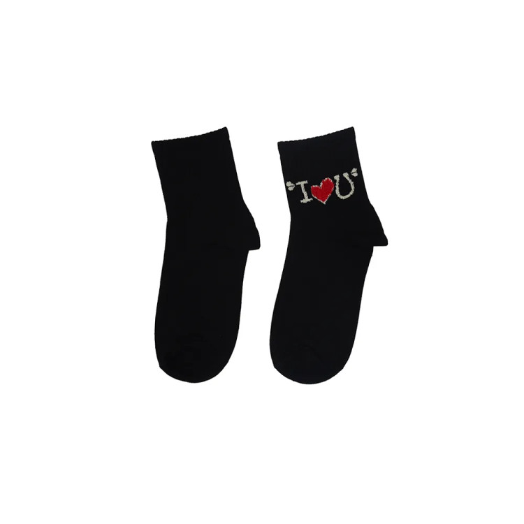 جوراب نیم ساق زنانه پنبه بوکله طرح I Love You سایز 36 تا 41