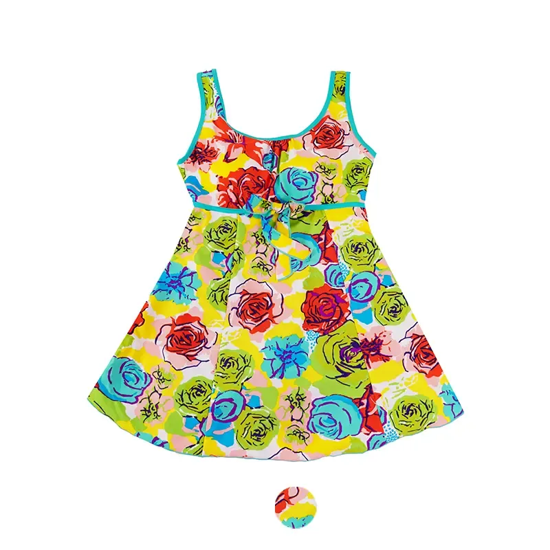 مایو زنانه گلدار دامن پادار کاپ دار سایز 3XL جنس استرج