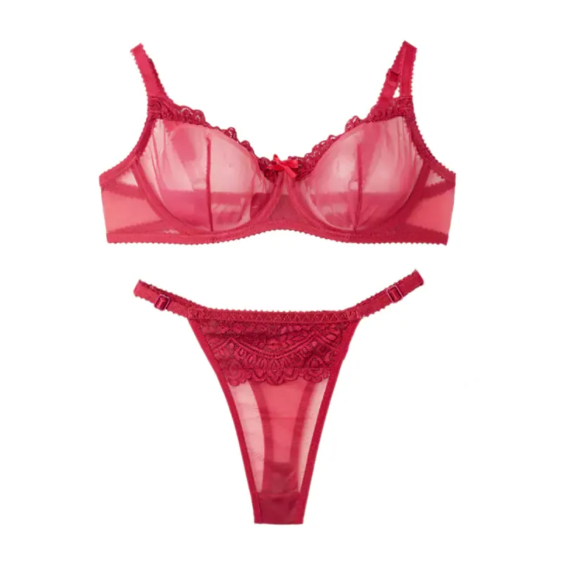 ست شورت و سوتین تمام شیشه برند شارمین فنردار لامبادا جنس تور دانتل