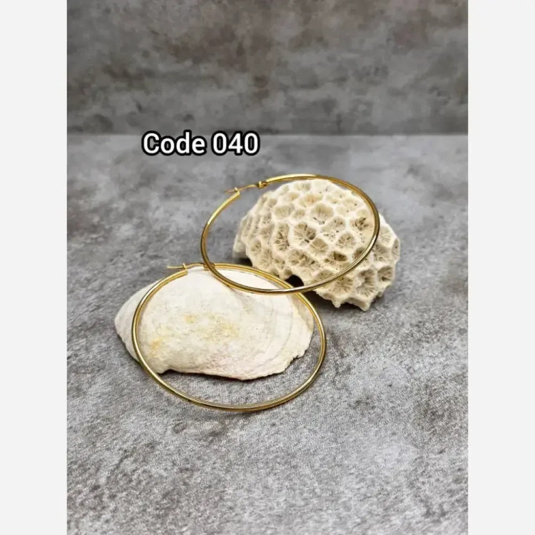 گوشواره حلقه ای مینیمال استیل رنگ طلایی