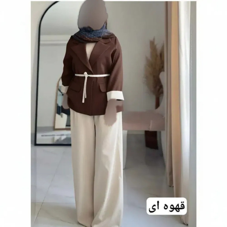 ست کت و شلوار زنانه مدل ستایش جنس کرپ مازراتی سایز 38 تا 50