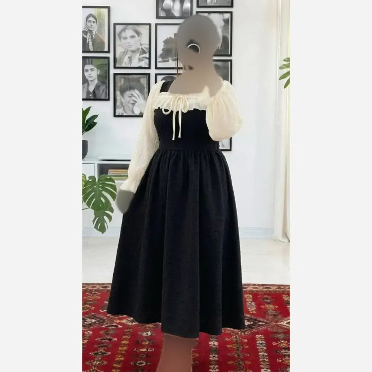 پیراهن زنانه مدل ارغوان جنس شانتون زیپی فری سایز کمربند دار