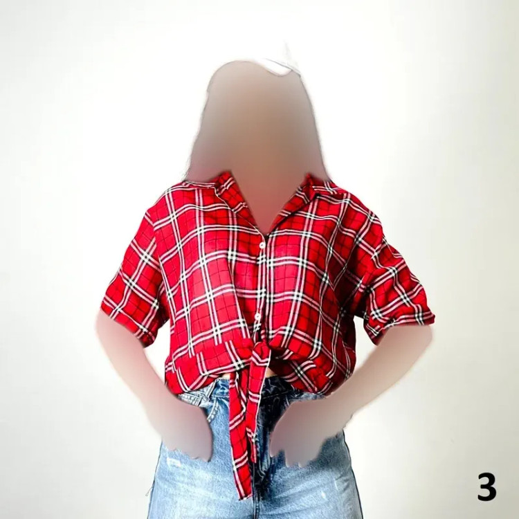شومیز گره ای نخی آستین سه ربع