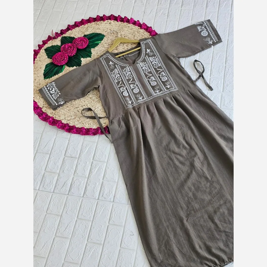 پیراهن ساحلی لینن زنانه فری سایز قد 135 رنگ مشکی