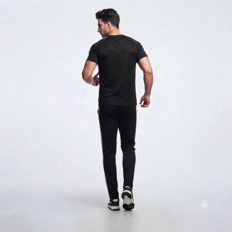 ست تیشرت و شلوار مردانه جنس پارچه مولینه درجه یک رنگ مشکی