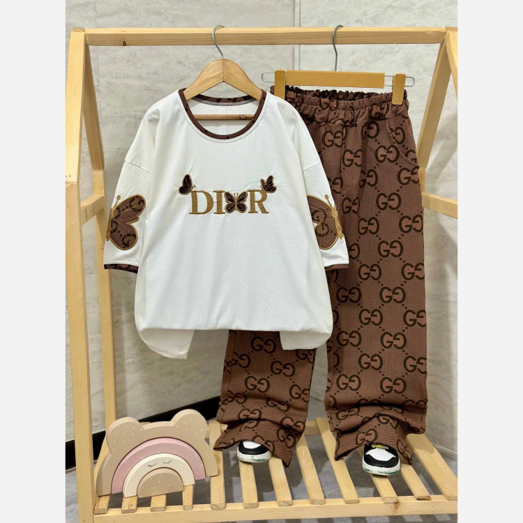 تیشرت شلوار دخترانه بگ مدل پروانه سایز 60 تا 70