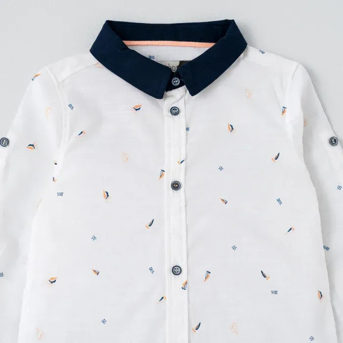 پیراهن و شلوارک پسرانه طرح قایق
