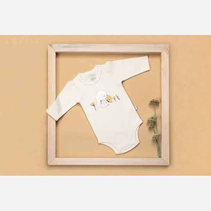بادی آستین بلند زیر دکمه دار نوزادی نخ پنبه مرلین