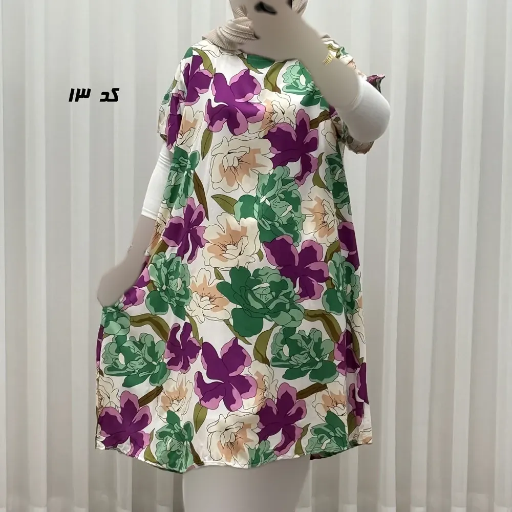 پیراهن ساحلی زنانه آستین کوتاه نخی خارجی فری سایز مناسب تا سایز 52