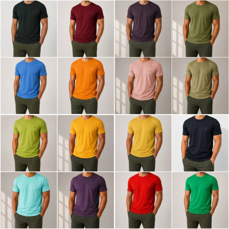 تیشرت مردانه بیسیک نخ پنبه ساده تابستانه در 16 رنگ سایز لارج تا چهار ایکس لارج