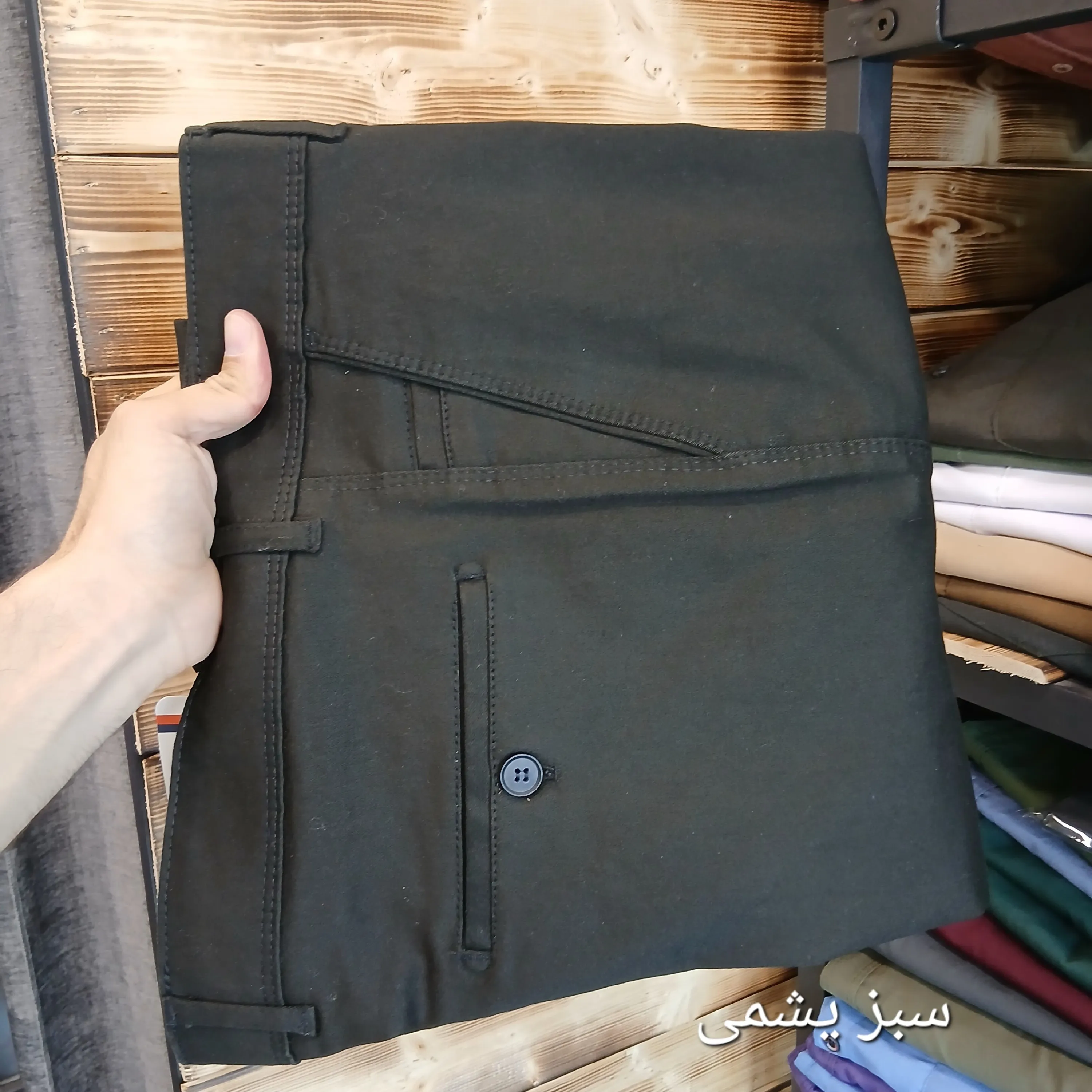 شلوار کتان مردانه کلاسیک مشکی و سبز یشمی سایز 42 تا 52