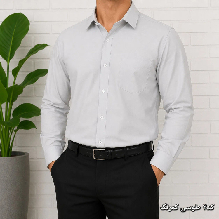 پیراهن آستین بلند مردانه پارچه کجراه و سوزنی نخی سایز L تا 2XL