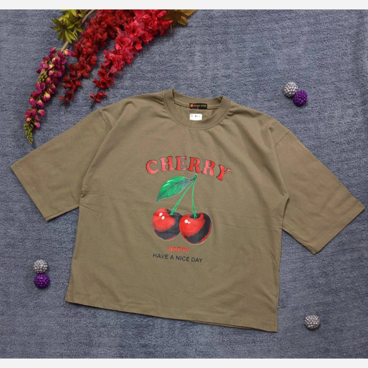 تیشرت باکسی ترند سوپر نخ پنبه گیلاس 🍒