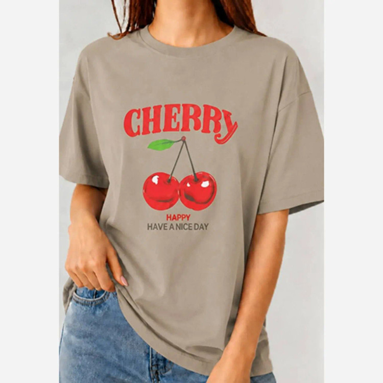 تیشرت باکسی ترند سوپر نخ پنبه گیلاس 🍒