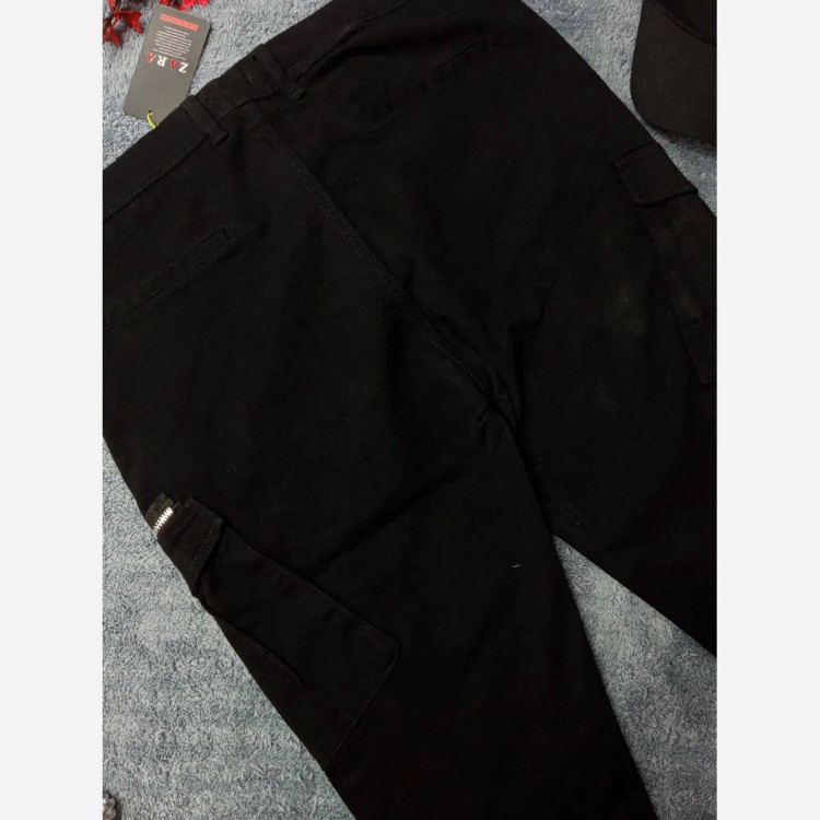 شلوار ترند 6جیب دمپا زیپ کتان برند ZARA