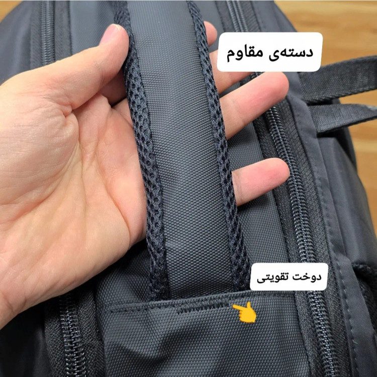 کوله پشتی لپتاپی قفل دار مناسب روزمره اداری دانشجویی و دبیرستانی ارتفاع 44 سانتی متر