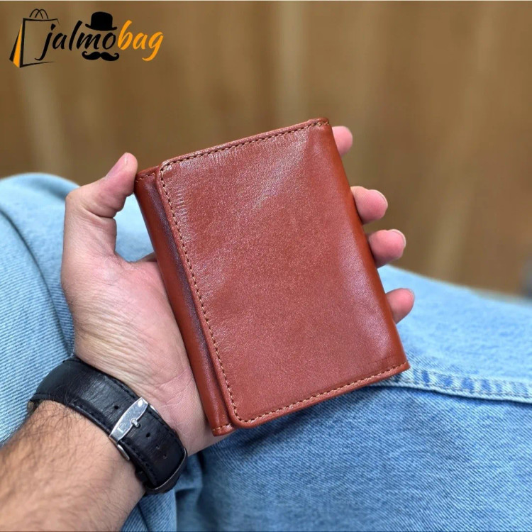 کیف پول چرم مردانه سه لت چرم اصل گاوی
