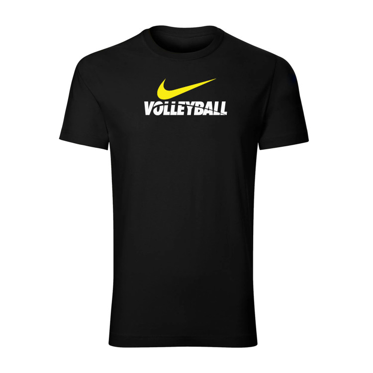 تیشرت یقه گرد مردانه مشکی طرح volleyball نخی اعلا
