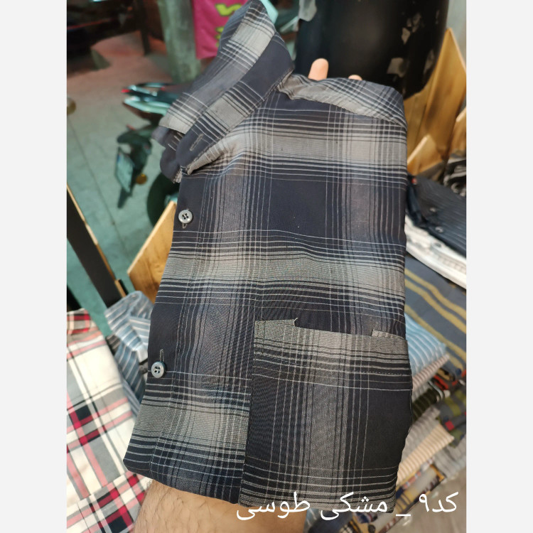 پیراهن چهارخانه مردانه آستین بلند تترون قواره آزاد