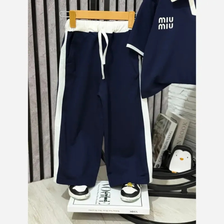 ست پولوشرت و شلوار دخترانه دورس پنبه سایز 50 رنگ سرمه ای و قهوه ای