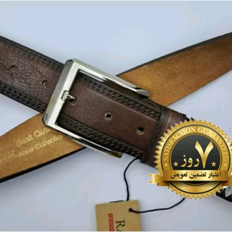 کمربند مردانه مجلسی و اسپرت رابو پشت چرم پهنای 35 میلیمتر یراق استیل
